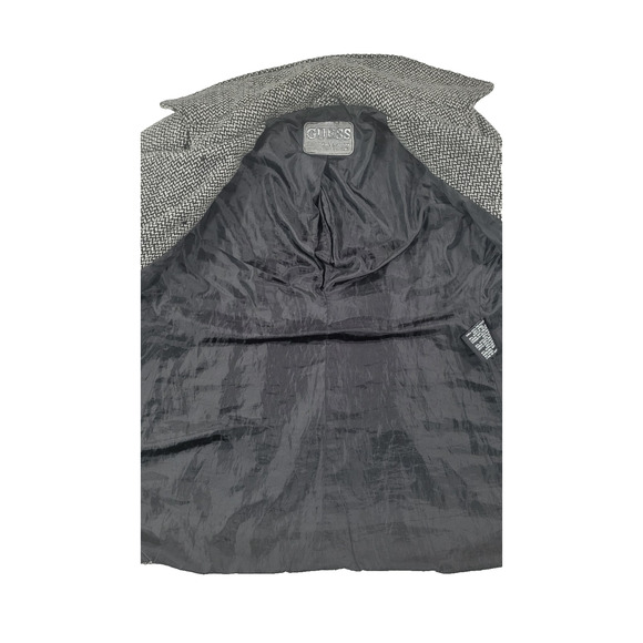 Vintage Guess Tweed Wool Blend Coat Black & White Women's Size Medium - Picture 3 of 9
